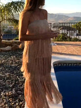 Load image into Gallery viewer, Fashion Sexy Suspender Fringed Midi Dress
