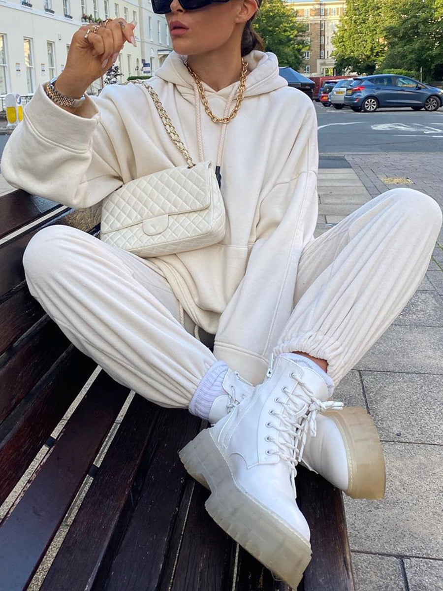 Fashion Solid Color Long Sleeve Sports Two-piece Suit