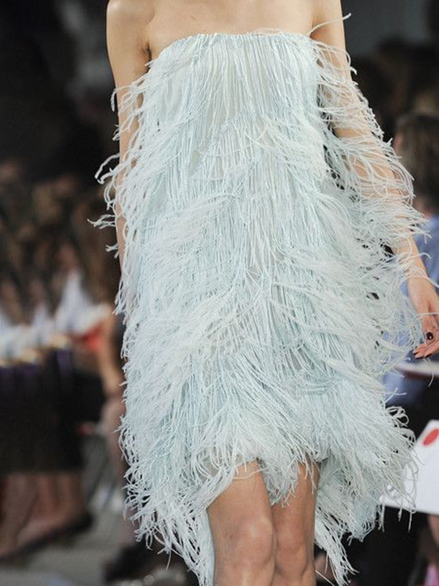 Wrapped Chest Tassel Evening Dress