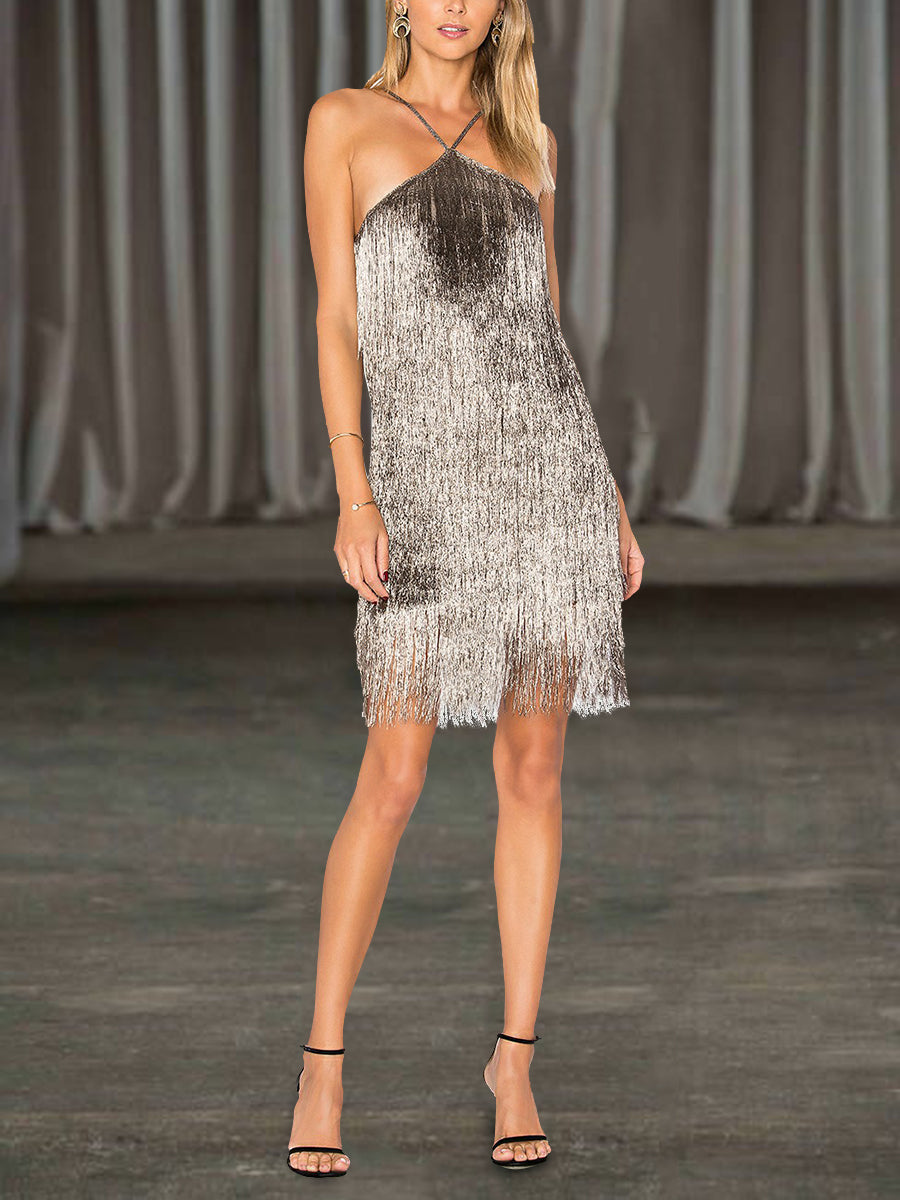 Sexy Tassel Suspender Evening Dress