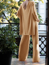 Load image into Gallery viewer, Elegant Simple Loose Long Sleeve V-neck Top Pants Set
