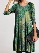 Load image into Gallery viewer, Casual Loose Round Neck Floral Long Sleeve Dress
