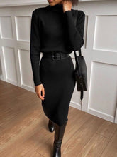 Load image into Gallery viewer, Fashion Casual Knitted Turtleneck Midi Dress
