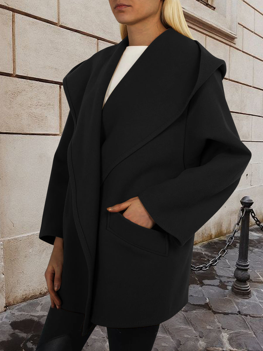 Women's Fashion Hooded Shawl Collar Casual Short Coat