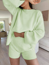 Load image into Gallery viewer, Round Neck Solid Color Long-sleeved Knitted Suit
