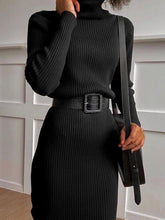 Load image into Gallery viewer, Fashion Casual Knitted Turtleneck Midi Dress
