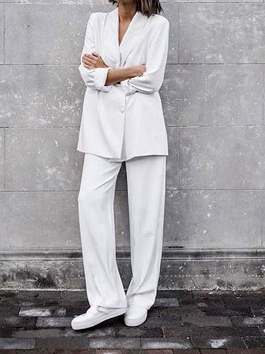 Two-piece Fashion Casual Solid Color Suit