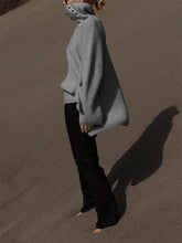 Load image into Gallery viewer, Irregular Hem Turtleneck Casual Loose Knit Sweater
