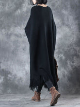 Load image into Gallery viewer, Autumn And Winter Ladies Bat Sleeve Tassel Sweater Dress
