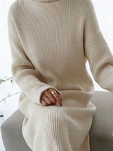 Load image into Gallery viewer, Women&#39;S Solid Color High Neck Long Knitted Dress
