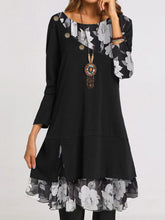 Load image into Gallery viewer, Retro Casual Loose Color Matching Floral Long Sleeve Dress
