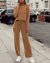 Load image into Gallery viewer, Fashion Women&#39;s High Neck Knitted Casual Two-piece Suit
