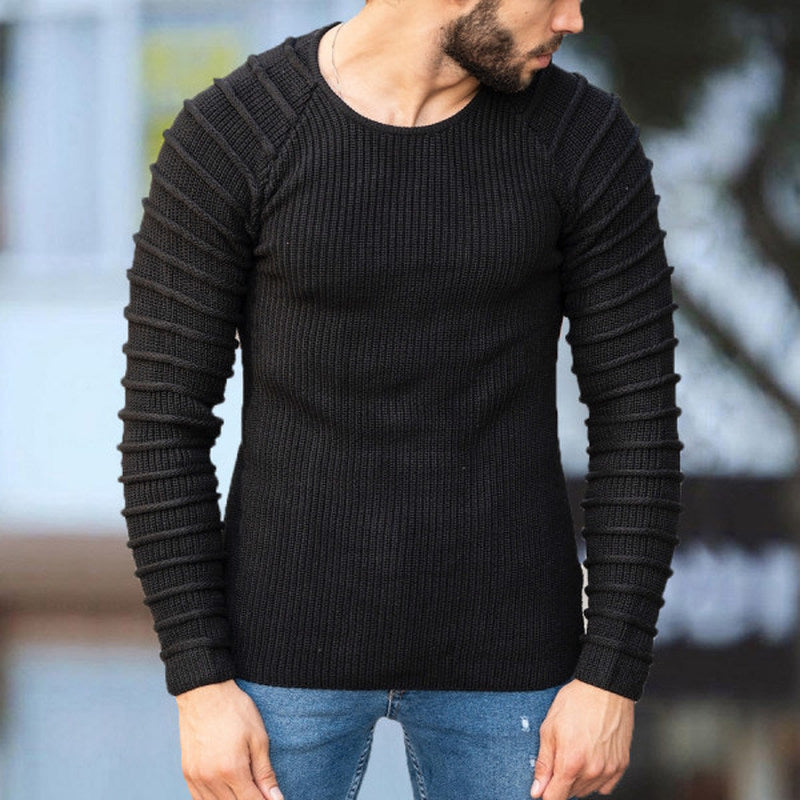 Men'S Fashion Slim Round Neck Knitted Sweater