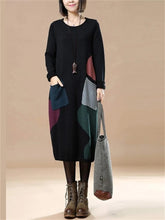Load image into Gallery viewer, Autumn And Winter Casual Loose Contrast Color Women&#39;S Sweater Dress
