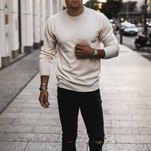 Load image into Gallery viewer, Pure Cotton Casual Solid Color Round Neck Long Sleeve Sweater
