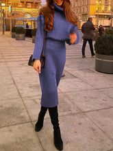 Load image into Gallery viewer, Fashion High Neck Slim Warm Knitted Sweater Dress
