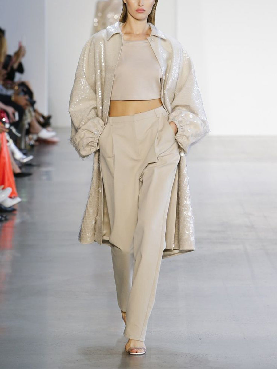 Fashion Women'S Hot Silver Long Casual Jacket