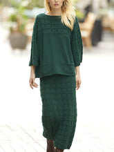 Load image into Gallery viewer, Solid Color Knitted Skirt Casual Two Piece Suit
