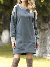 Load image into Gallery viewer, Casual Big Pocket Stitching Loose Hooded Sweater Dress
