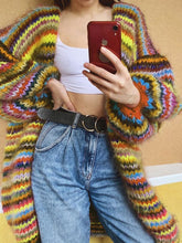 Load image into Gallery viewer, Warm Color Striped Women&#39;S Sweater Coat
