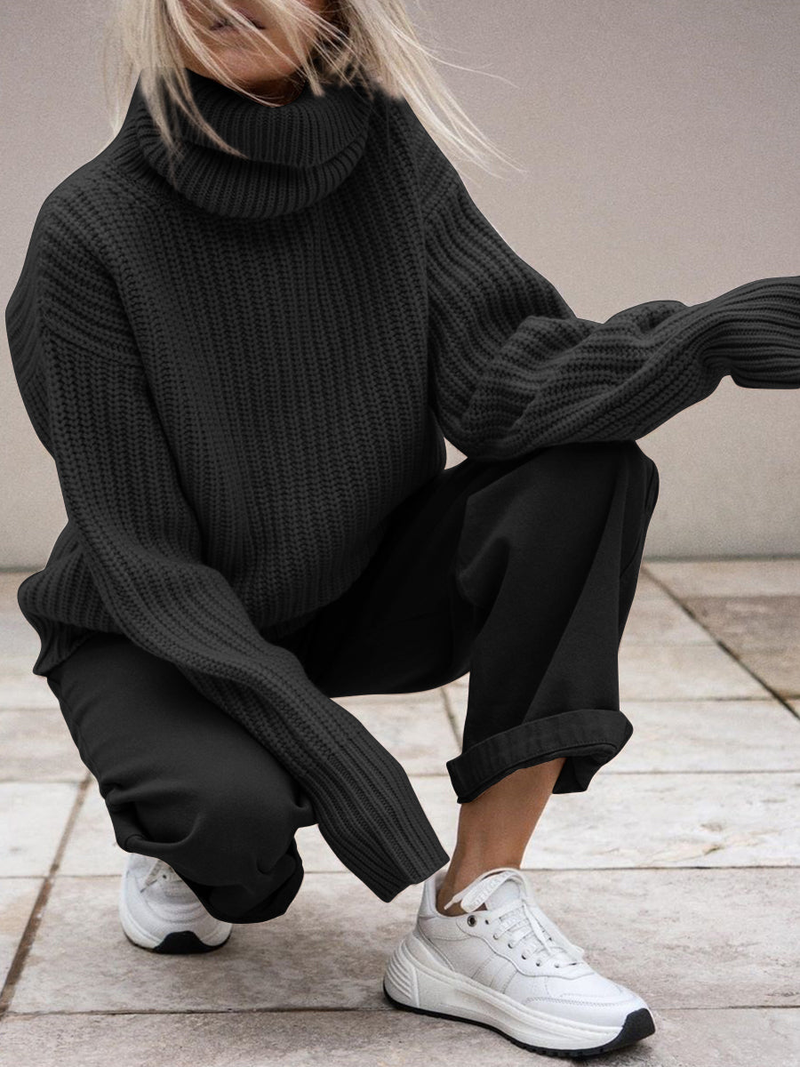 达不到供应链要求，产品下架Fashion Casual Loose High Neck Long Sleeve Two-piece Suit