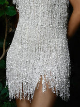 Load image into Gallery viewer, Fashion Short-sleeved Sequined Fringed Mini Dress
