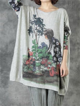 Load image into Gallery viewer, Cute Girl Loose Print Bat Sleeve Women&#39;S Sweater
