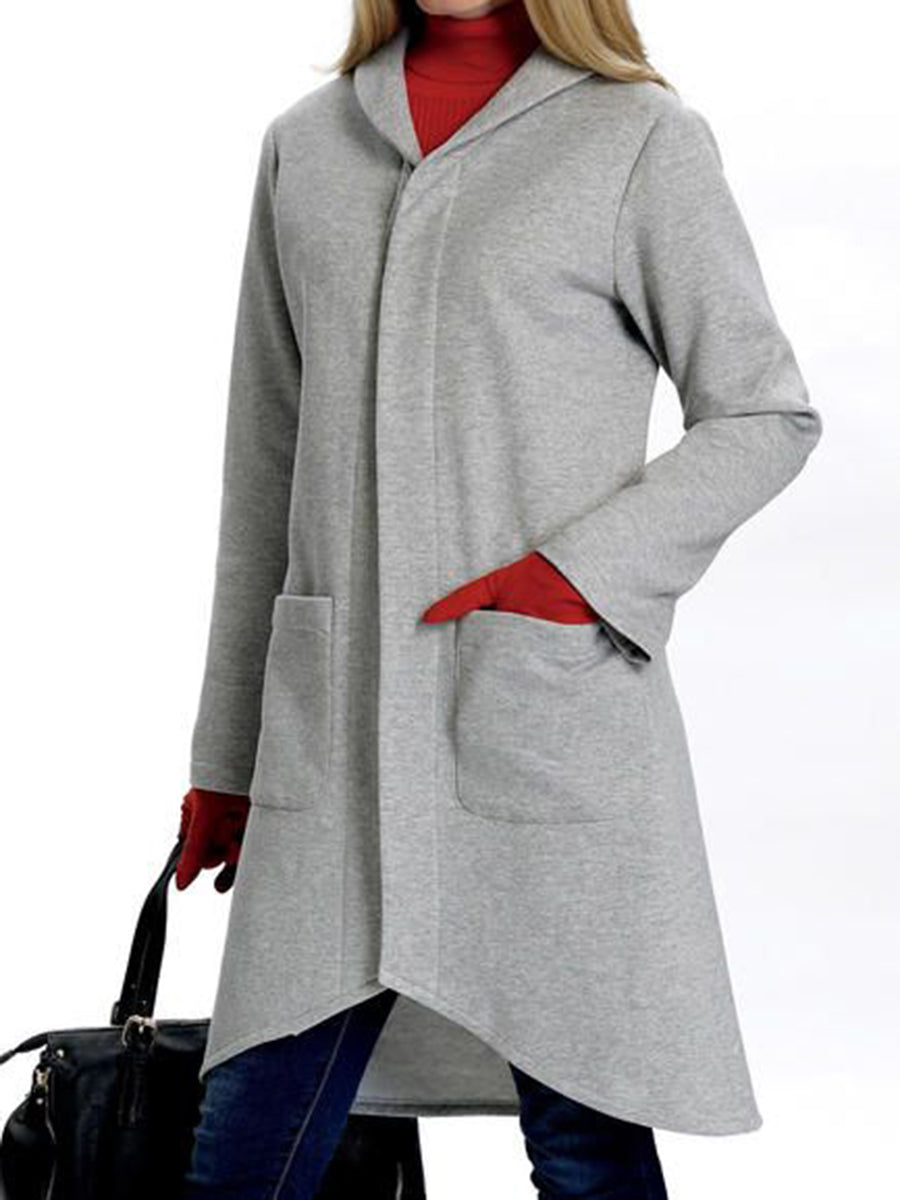 Pure Color Simple Slim Long Jacket with Pocket