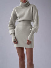 Load image into Gallery viewer, Fashion Casual Long Sleeve Turtleneck Sweater Dress
