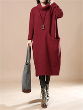 Load image into Gallery viewer, Casual Loose Women&#39;S Turtleneck Sweater Dress

