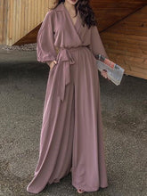 Load image into Gallery viewer, Fashionable and Elegant Lapel Long-sleeved Solid Color Jumpsuit
