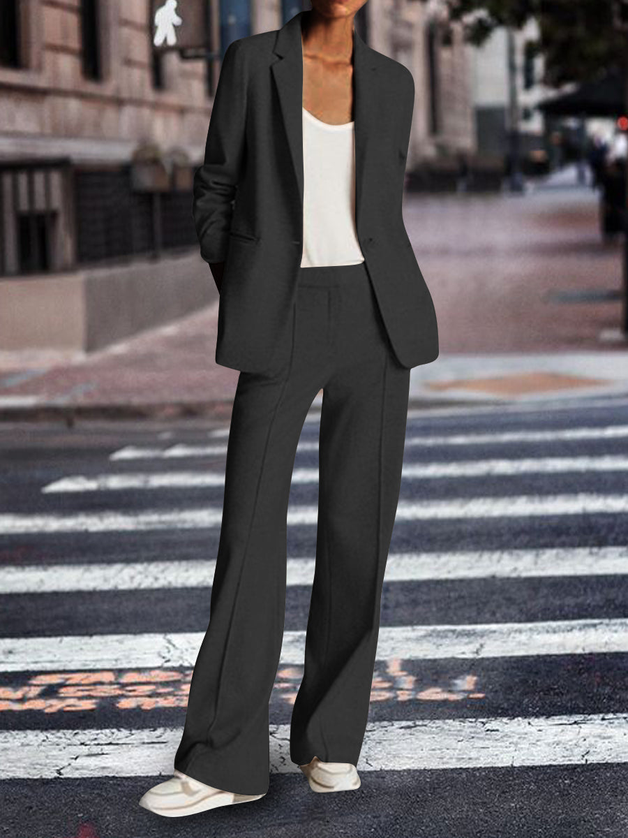 Two-piece Fashion Suit Collar Solid Color Suit