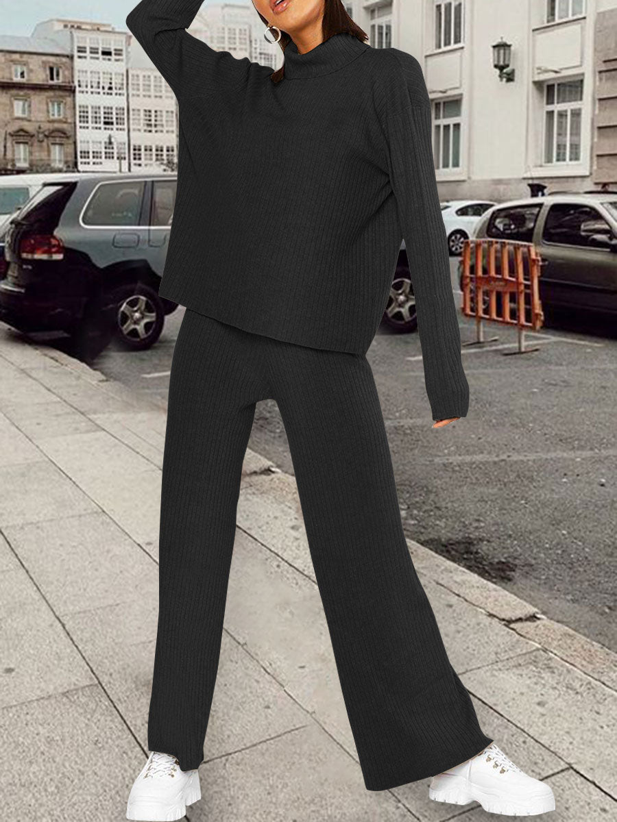 Women's High Collar Loose Casual Two-piece Suit
