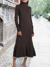 Load image into Gallery viewer, Fashion Solid Color Hem Lace Trim Knitted Dress
