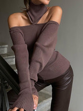 Load image into Gallery viewer, Fashion Sexy High Neck Strapless Casual Sweater
