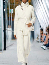 Load image into Gallery viewer, Autumn and Winter High Neck Knitted Solid Color Casual Two-piece Suit
