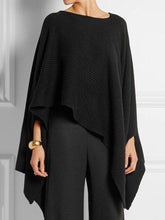 Load image into Gallery viewer, Asymmetric Round Neck Knitted Cape Top
