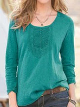 Load image into Gallery viewer, Long Sleeve Velvet Round Neck Vintage Shirt And Top
