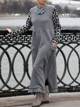 Load image into Gallery viewer, Leopard-Print Splicing Round Neck Cotton Loose Casual Dress
