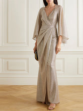 Load image into Gallery viewer, V-neck Long Sleeve Elegant Evening Dress
