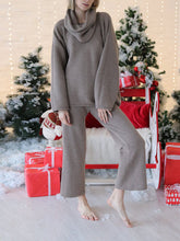 Load image into Gallery viewer, Fashion Simple Long Sleeve Turtleneck Top Pants Knitted Suit
