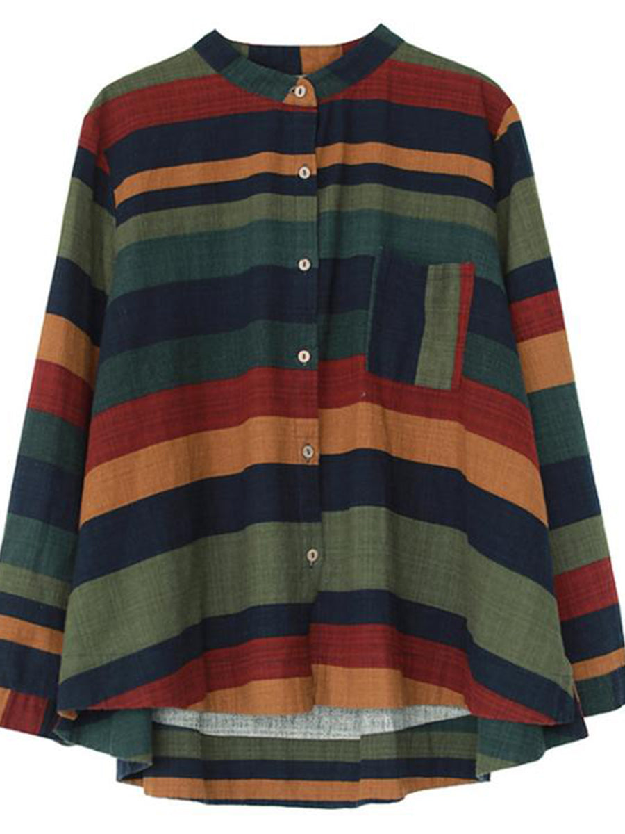 Vintage Striped Long Sleeve Casual Shirt