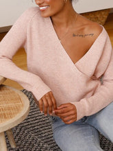 Load image into Gallery viewer, Simple Casual Loose V Neck Long Sleeved Knitted Top
