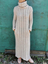 Load image into Gallery viewer, Autumn And Winter Warm High-Neck Twist Women&#39;S Knitted Long Dress
