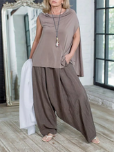 Load image into Gallery viewer, Casual Sleeveless Pleated Round Neck Women&#39;S Suit
