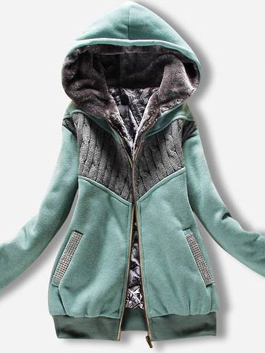 Fashion Hooded Warm Coat with Zip
