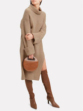 Load image into Gallery viewer, Fashion Casual Solid Color High Collar Split Dress

