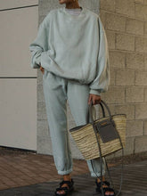 Load image into Gallery viewer, Fashion Casual Long-sleeved Solid Color Round Neck Two-piece Suit
