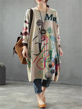 Load image into Gallery viewer, Fun Printed Round Neck Women&#39;S Knitted Dress
