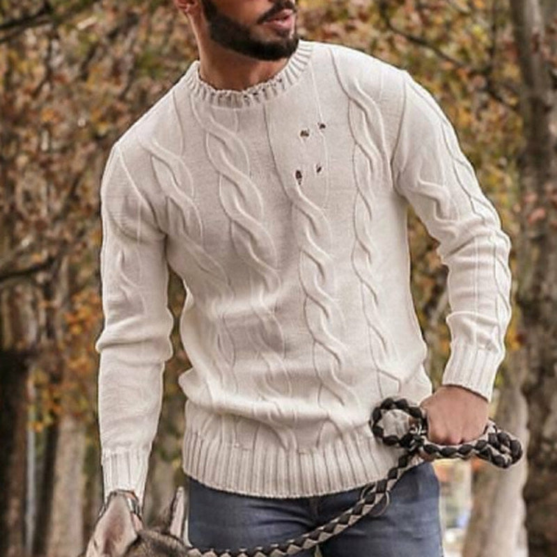 Men'Men'S Fashion Casual Plain Jacquard Sweater